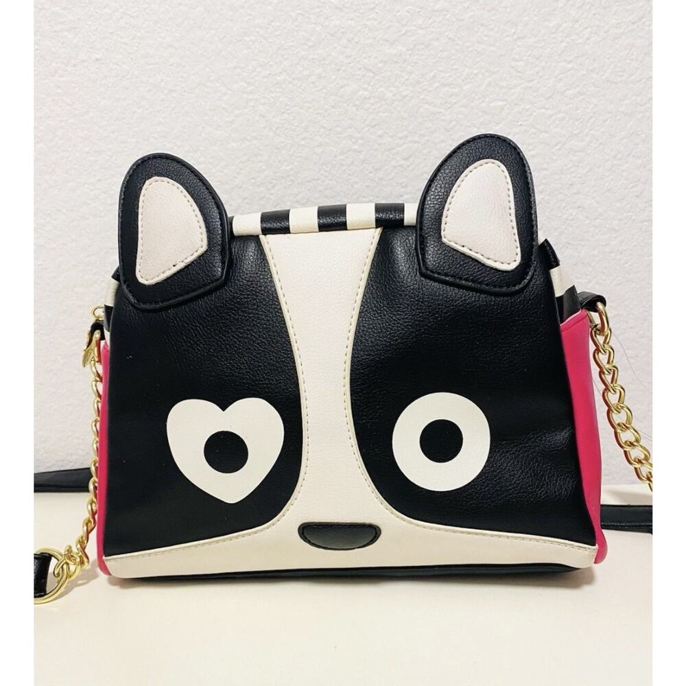 Betsey Johnson Spot Dog Frenchie/Pug Ears Crossbody Medium Size Purse/New